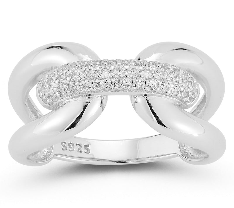 Sterlina Silver Pave Bold Link Ring, Sterling — View 8