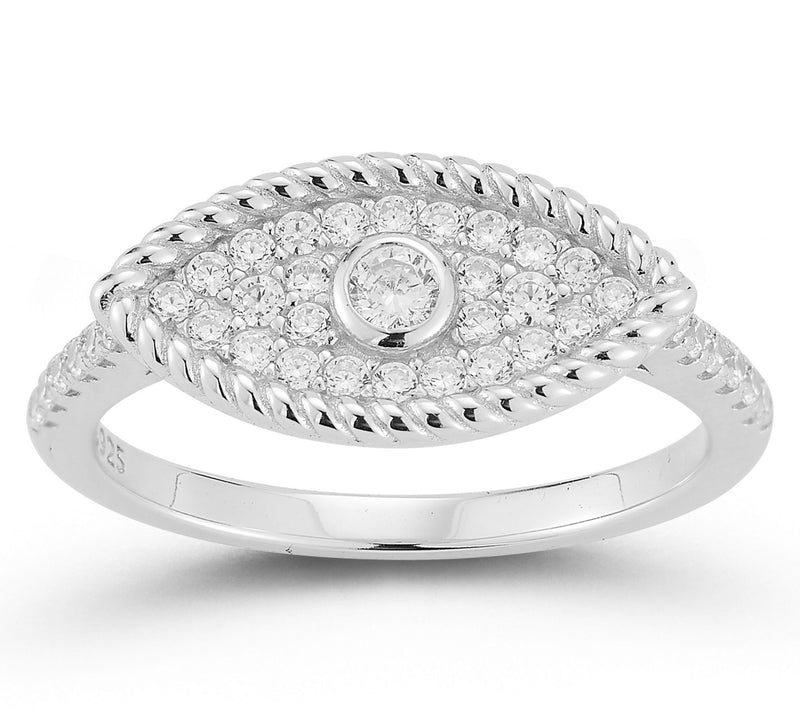 Sterlina Silver Pave Evil Eye Cocktail Ring, Sterling — View 8