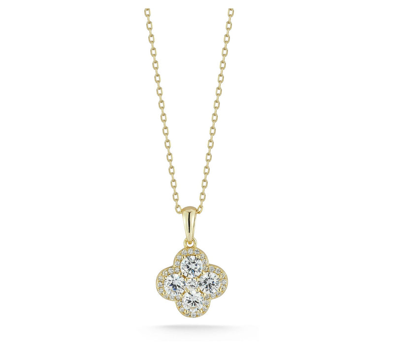 Sterlina Silver Pave Round Clover Pendant w/ Chain, Sterling — View 8