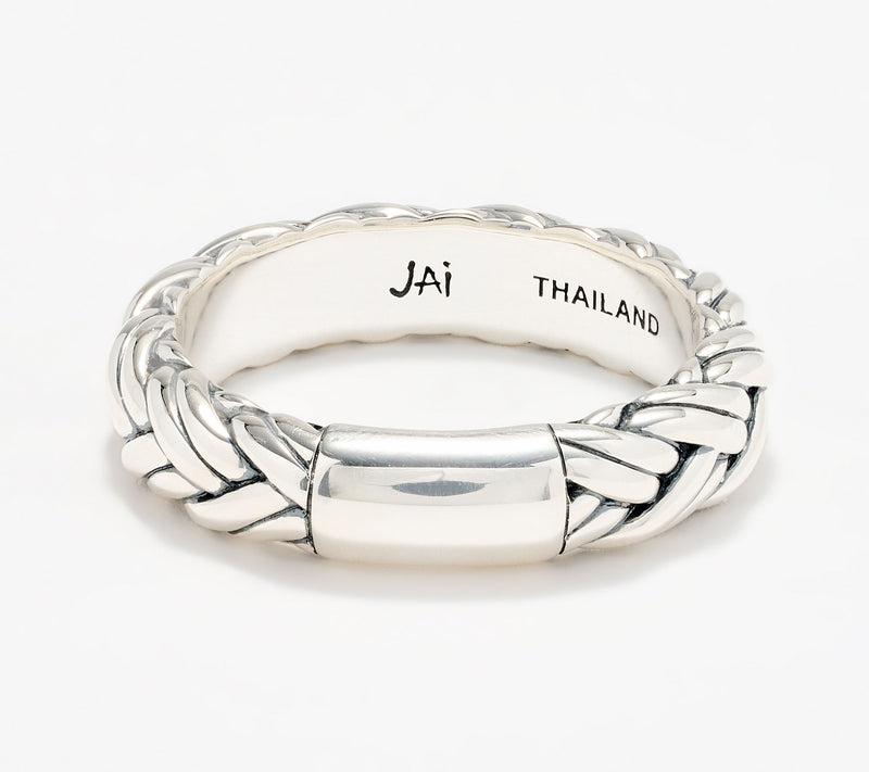 JAI Sterling Silver Legacy Woven Texture 5mm Band Ring — View 3