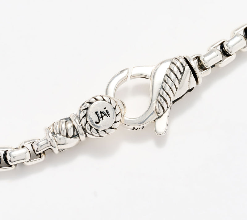 JAI Sterling Silver 3.7mm Box Chain Bracelet, 10.2g — View 3