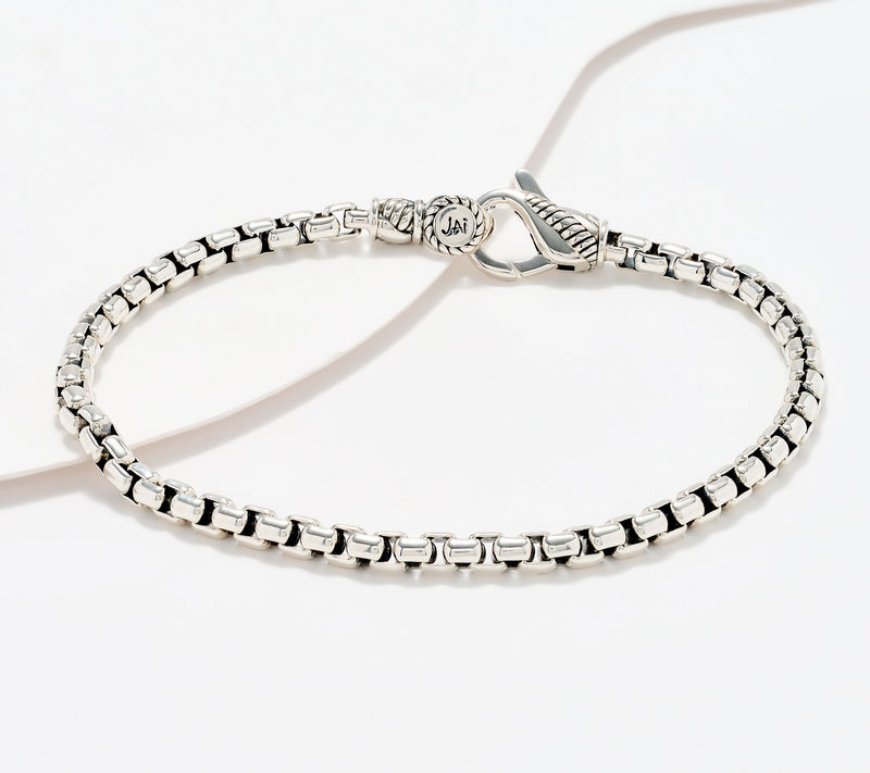 JAI Sterling Silver 3.7mm Box Chain Bracelet, 10.2g — Main view
