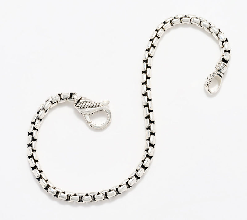 JAI Sterling Silver 3.7mm Box Chain Bracelet, 10.2g — View 2