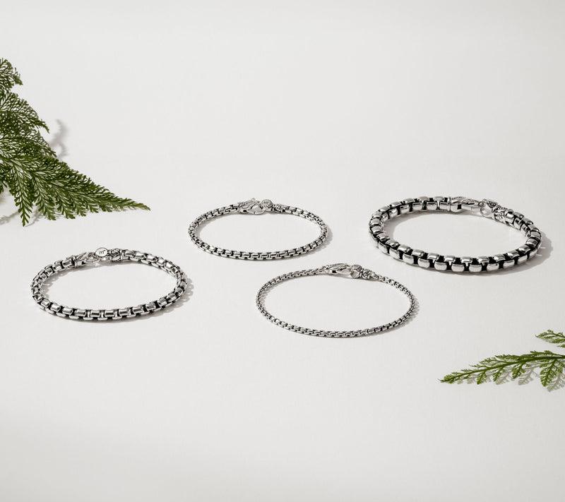 JAI Sterling Silver 3.7mm Box Chain Bracelet, 10.2g — View 8
