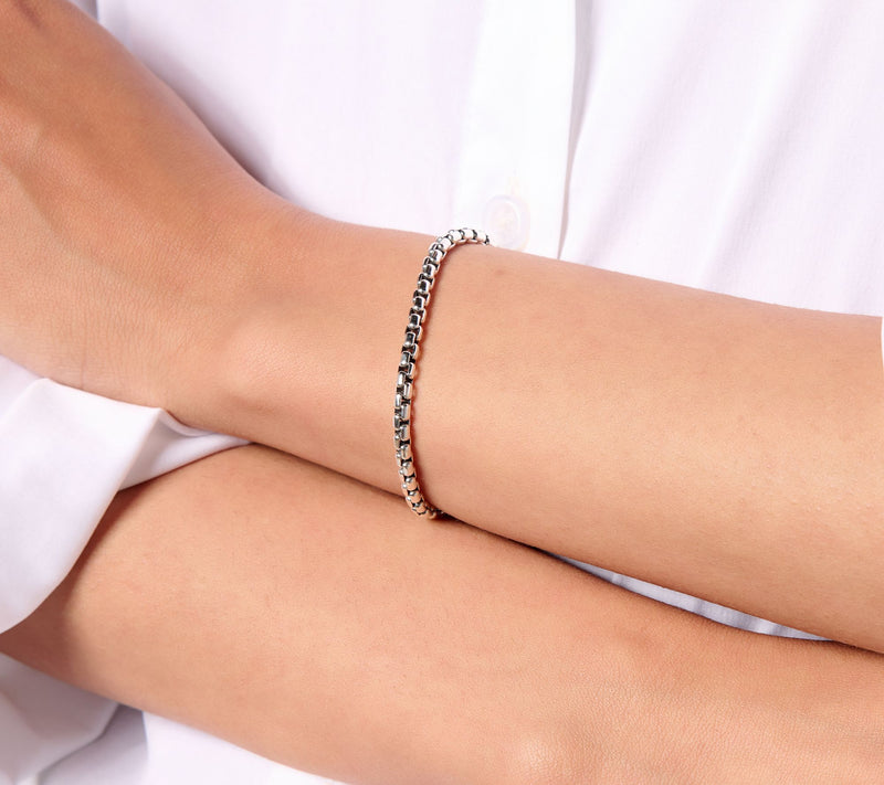 JAI Sterling Silver 3.7mm Box Chain Bracelet, 10.2g — View 7