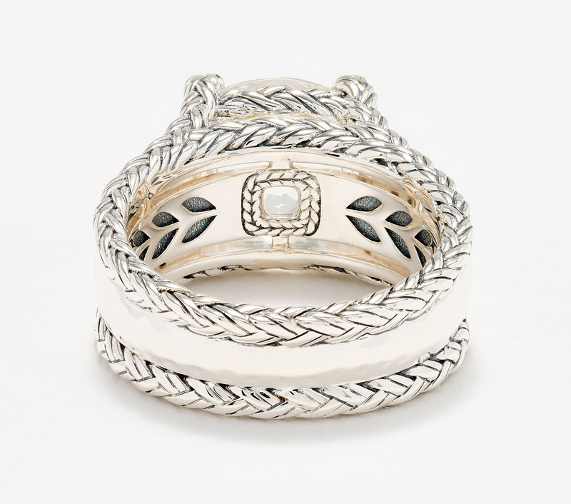 JAI Sterling Silver Legacy Woven Textured Gemstone Ring — View 14