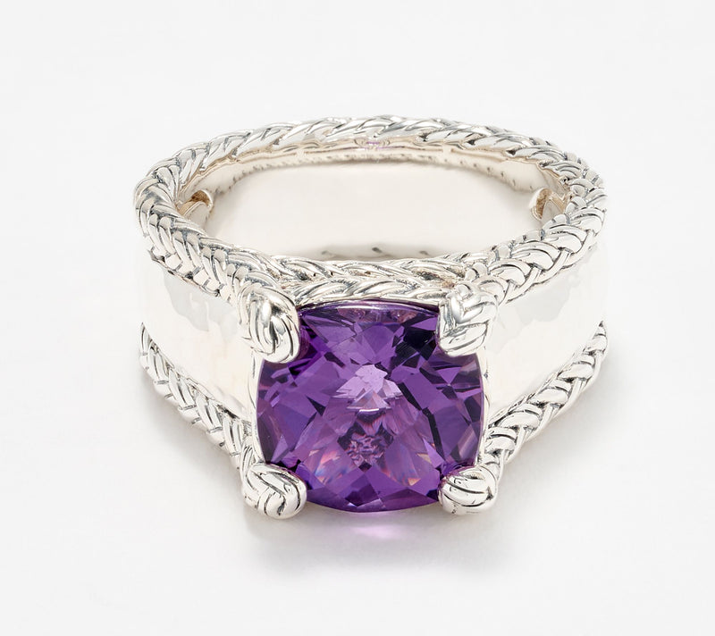 JAI Sterling Silver Legacy Woven Textured Gemstone Ring — View 9