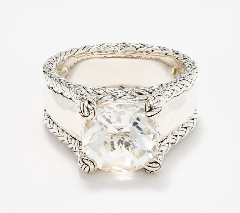 JAI Sterling Silver Legacy Woven Textured Gemstone Ring — Main view