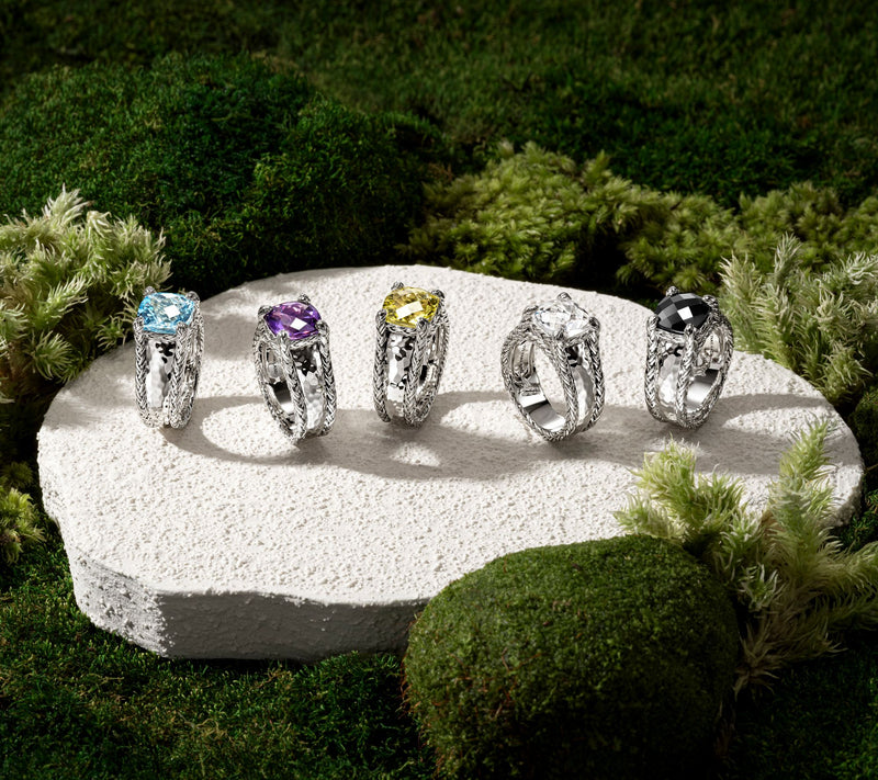 JAI Sterling Silver Legacy Woven Textured Gemstone Ring — View 18