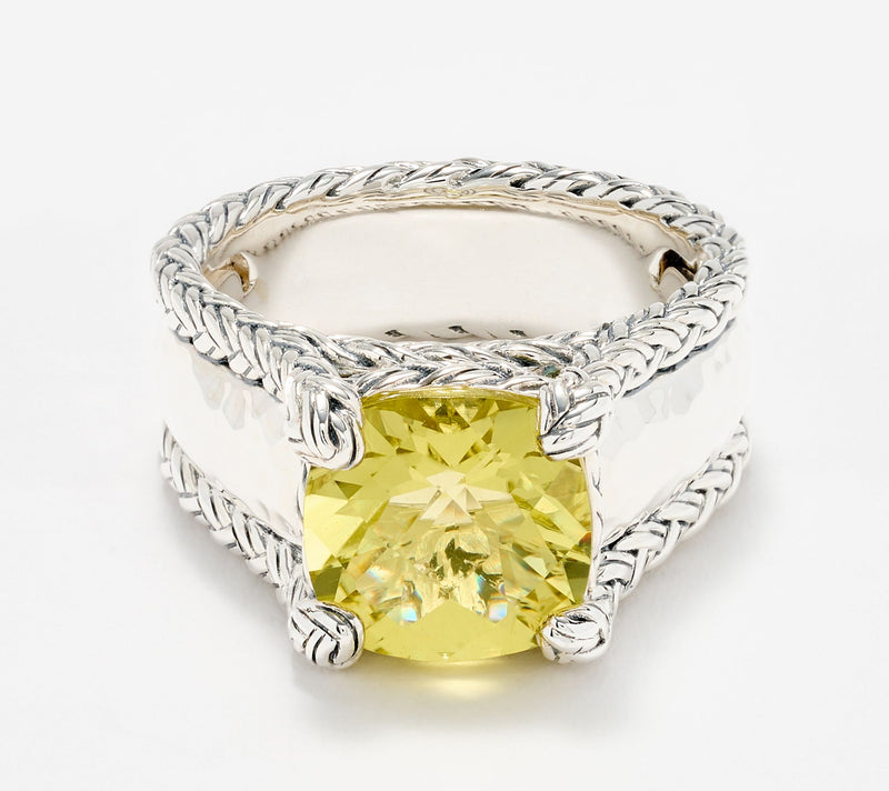 JAI Sterling Silver Legacy Woven Textured Gemstone Ring — View 11
