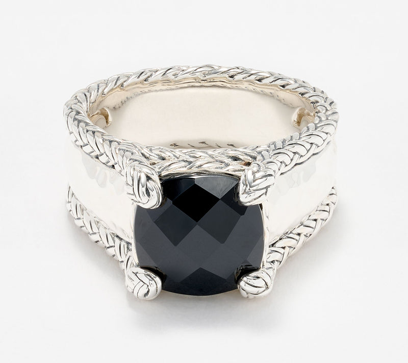 JAI Sterling Silver Legacy Woven Textured Gemstone Ring — View 5