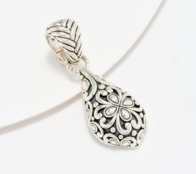 JAI Sterling Silver Heritage Lotus Textured Enhancer, 7.0g — Main view