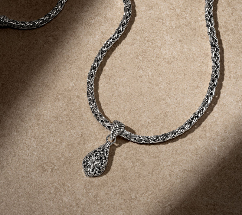 JAI Sterling Silver Heritage Lotus Textured Enhancer, 7.0g — View 3