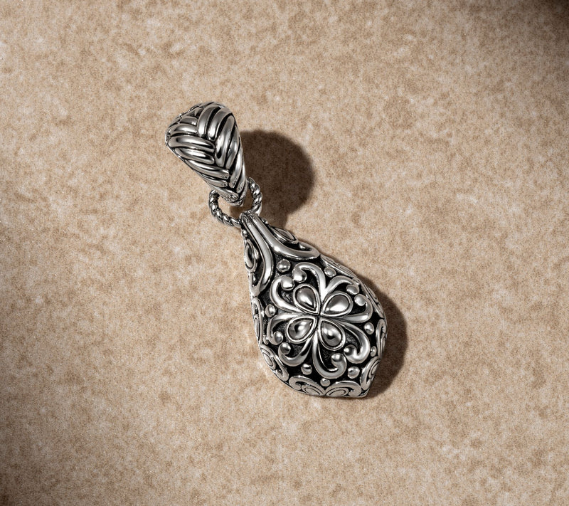 JAI Sterling Silver Heritage Lotus Textured Enhancer, 7.0g — View 4