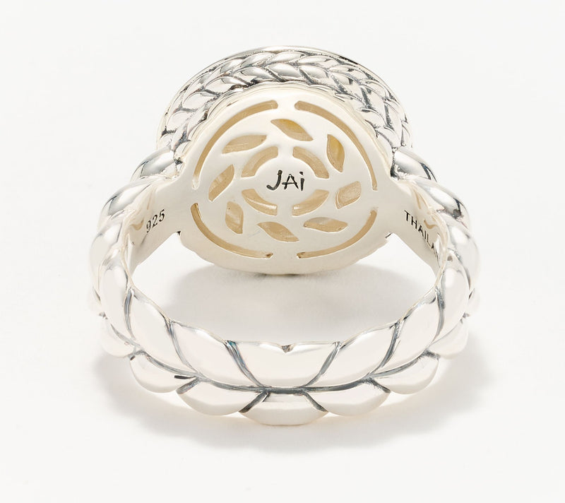 JAI Sterling Silver Hammered Disk Diamond Ring — View 4
