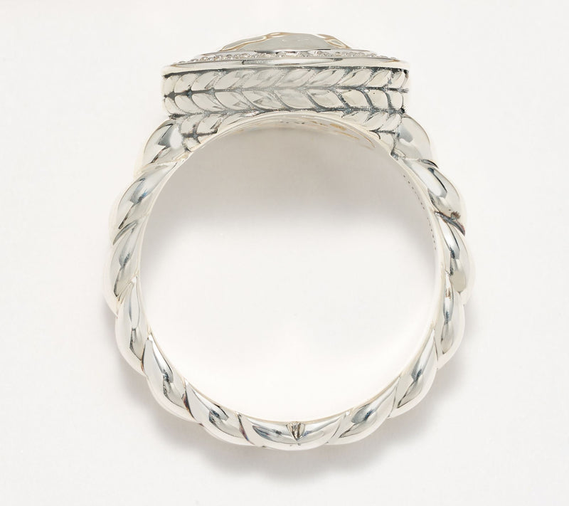JAI Sterling Silver Hammered Disk Diamond Ring — View 2