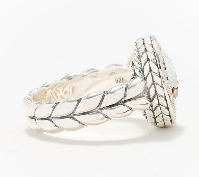 JAI Sterling Silver Hammered Disk Diamond Ring — View 3