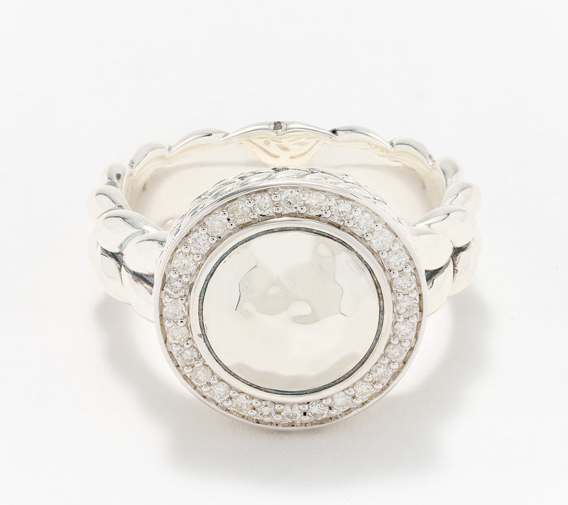 JAI Sterling Silver Hammered Disk Diamond Ring — Main view