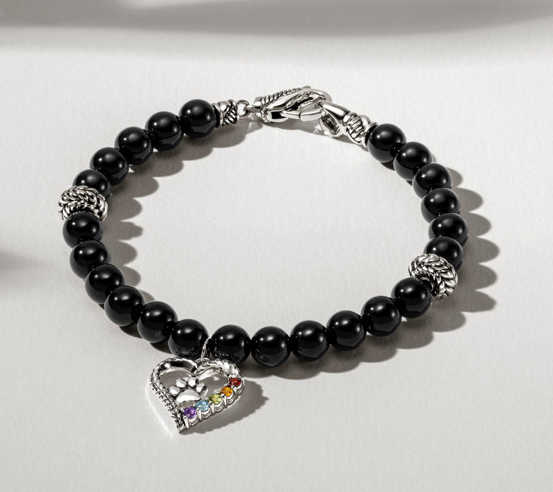 JAI Sterling Silver Onyx Bead Rainbow Bridge Charm Bracelet — View 5