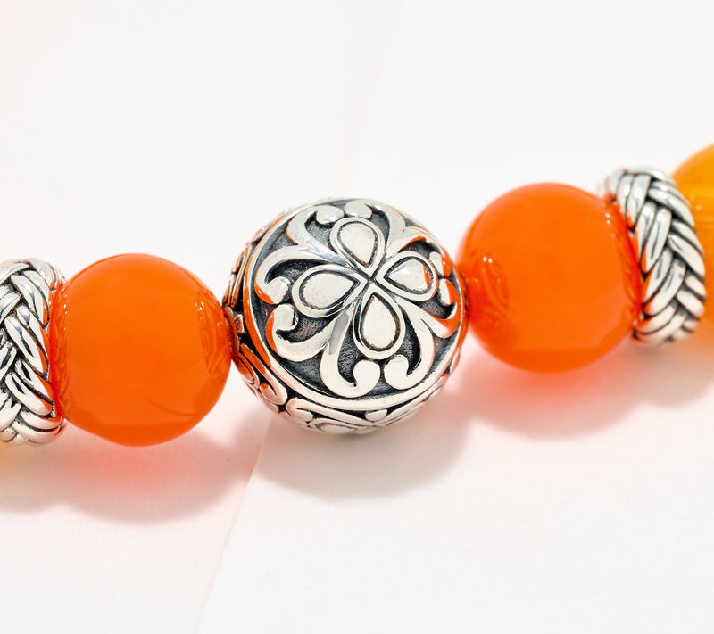 JAI Sterling Silver Heritage Lotus Texture Gem Bead Bracelet — View 10