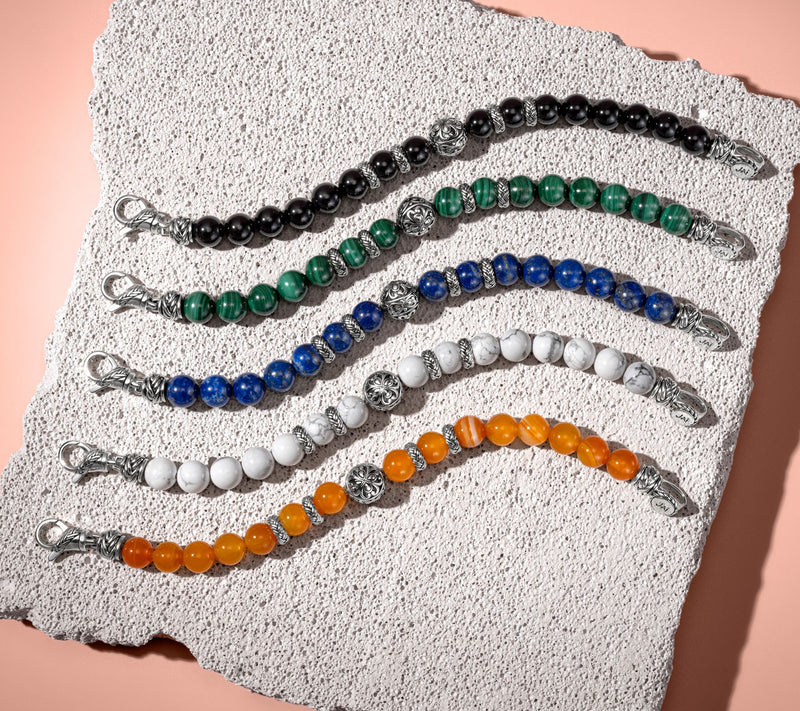 JAI Sterling Silver Heritage Lotus Texture Gem Bead Bracelet — View 15