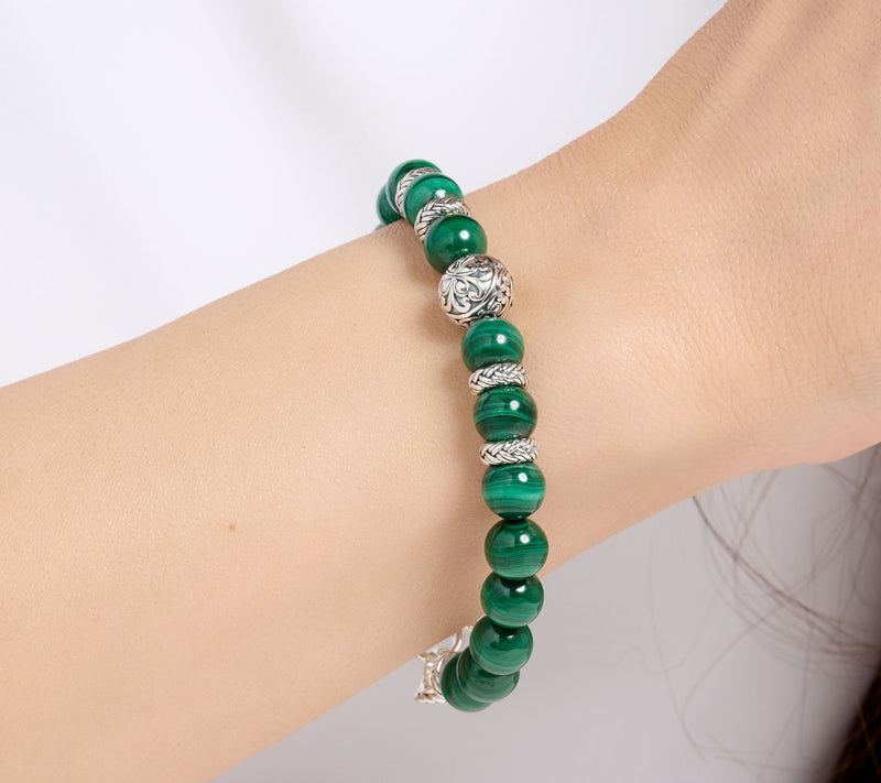 JAI Sterling Silver Heritage Lotus Texture Gem Bead Bracelet — View 14