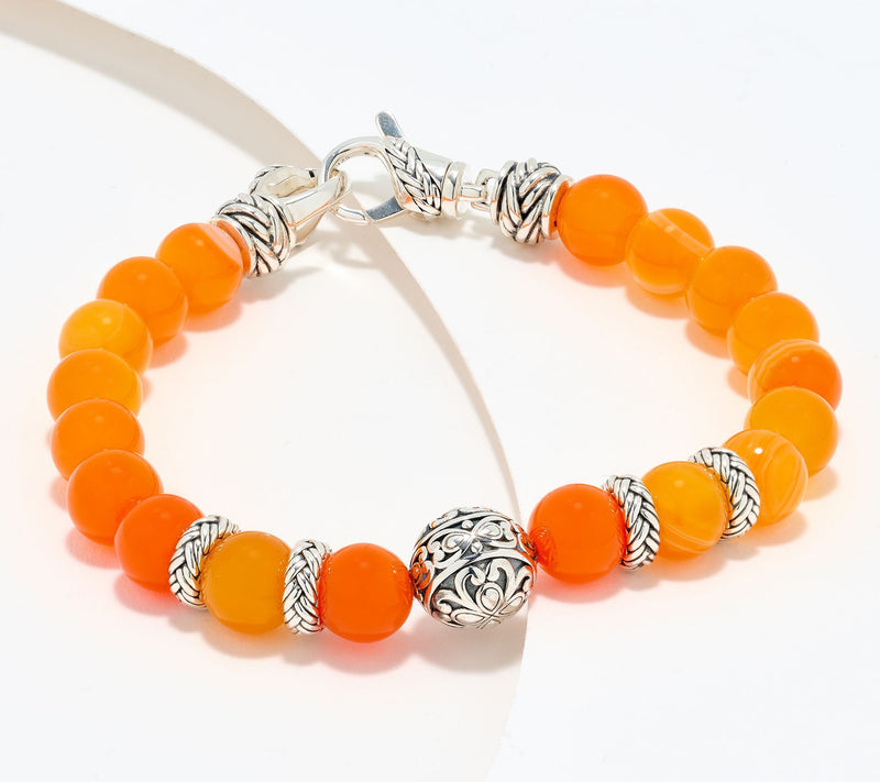 JAI Sterling Silver Heritage Lotus Texture Gem Bead Bracelet — View 9