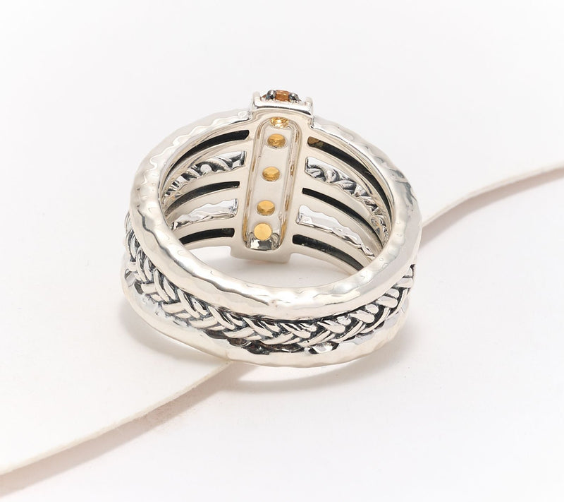 JAI Sterling Silver Legacy Woven Texture Pave Gemstone Ring — View 14