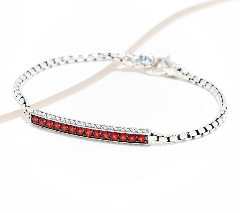 JAI Sterling Silver Gemstone Link Box Chain Bracelet — View 7