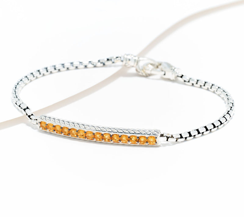 JAI Sterling Silver Gemstone Link Box Chain Bracelet — View 9