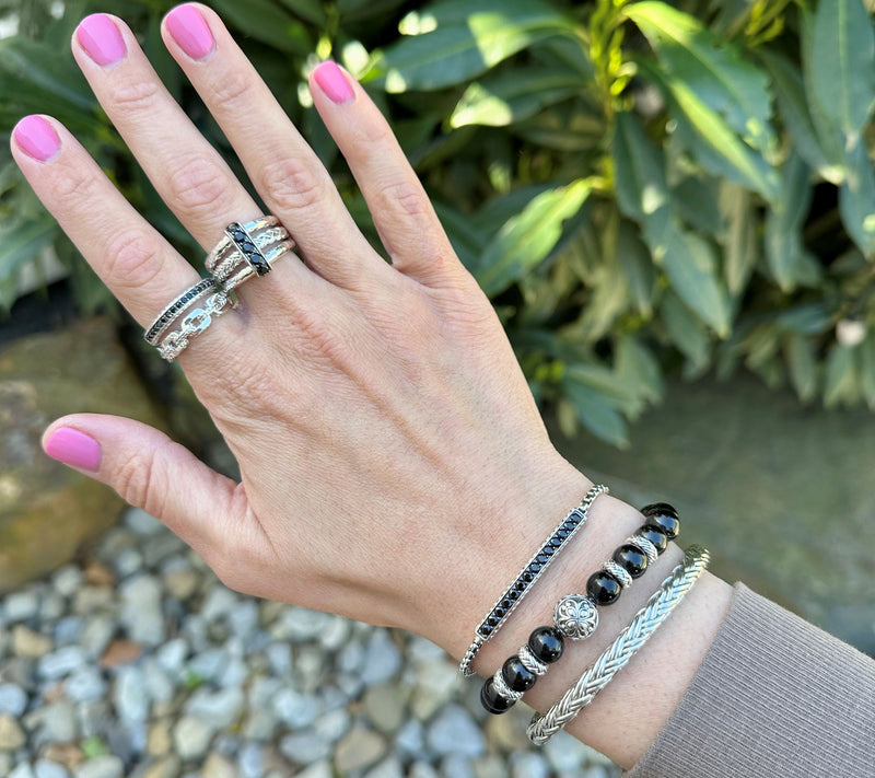 JAI Sterling Silver Gemstone Link Box Chain Bracelet — View 18