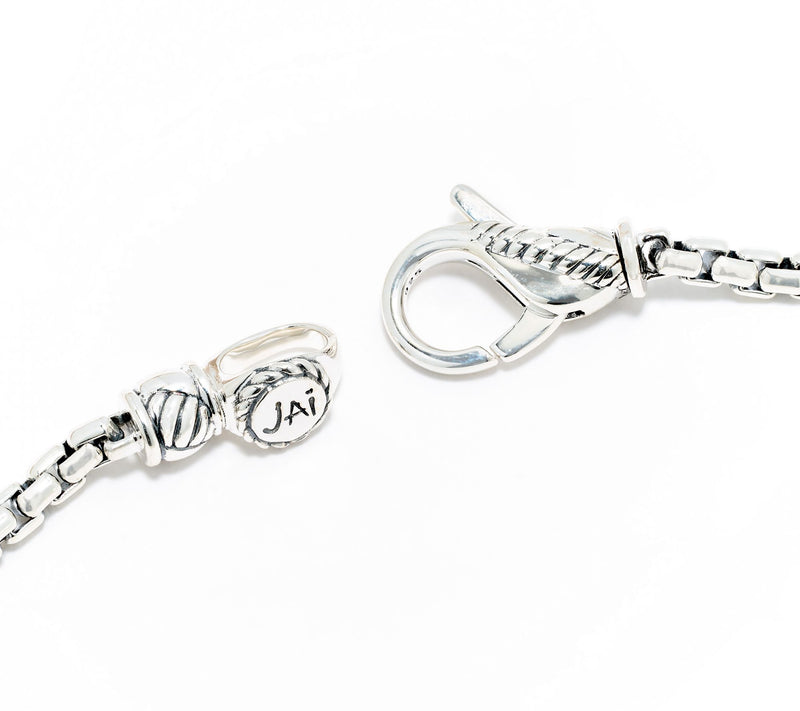 JAI Sterling Silver Gemstone Link Box Chain Bracelet — View 14