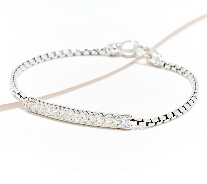 JAI Sterling Silver Gemstone Link Box Chain Bracelet — View 11