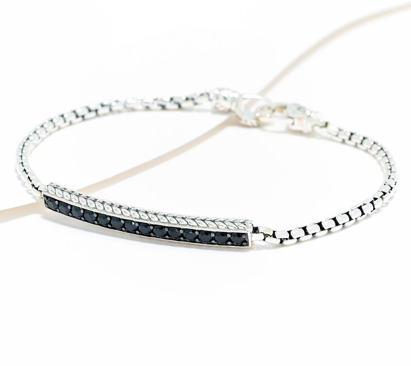 JAI Sterling Silver Gemstone Link Box Chain Bracelet — View 13