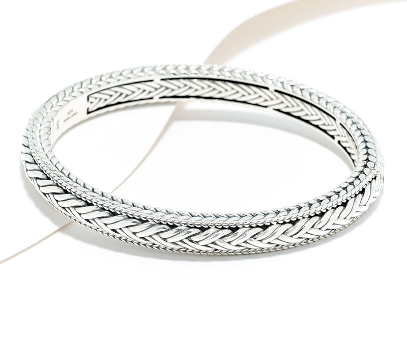 JAI Sterling Silver Legacy Woven Texture Bangle Bracelet, 36.5g — Main view