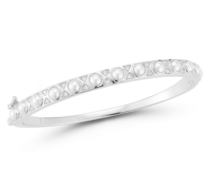 Rachel Zoe Cultured Pearl Pave Bangle, Sterling — View 7