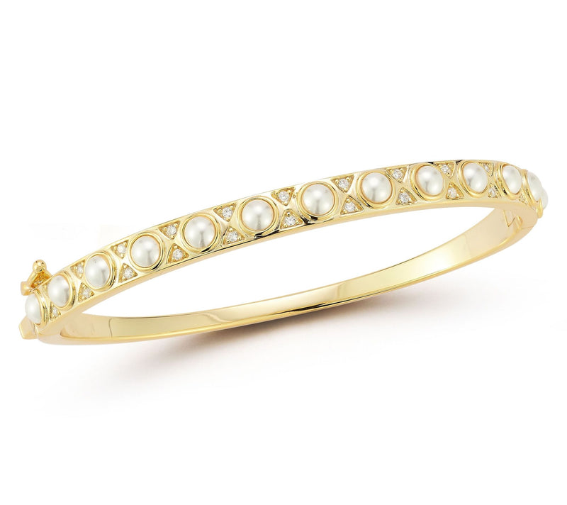 Rachel Zoe Cultured Pearl Pave Bangle, Sterling — View 8