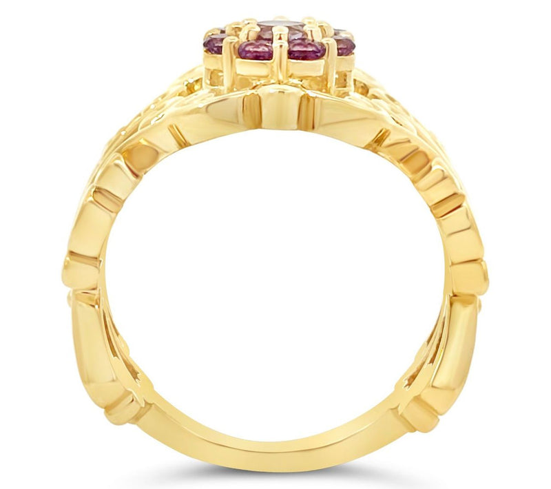 Goddaughters 14K Clad Pink Amethyst Flower Renaissance Ring — View 2