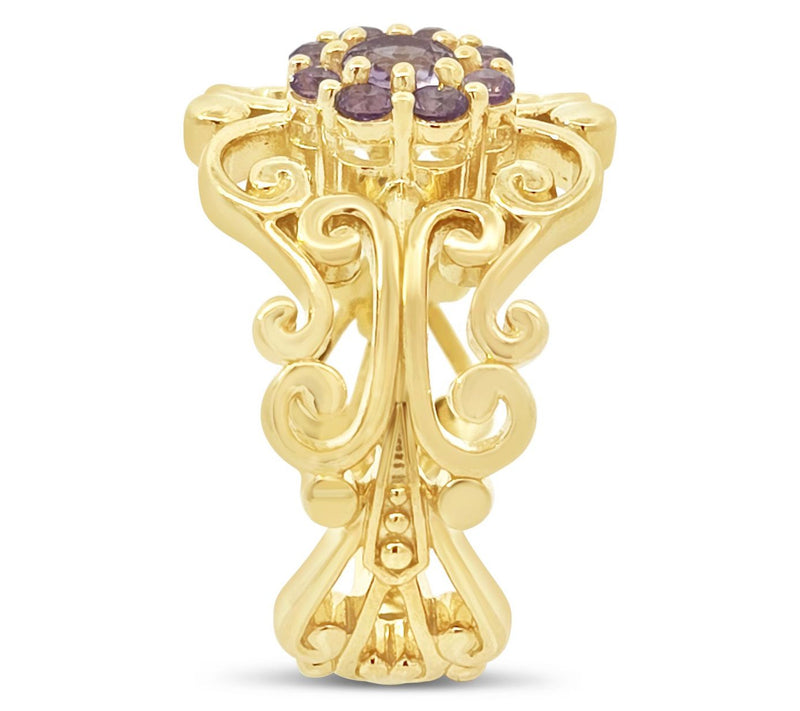 Goddaughters 14K Clad Pink Amethyst Flower Renaissance Ring — View 3