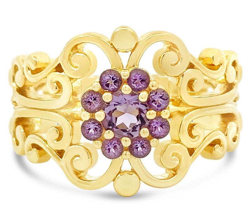 Goddaughters 14K Clad Pink Amethyst Flower Renaissance Ring — Main view