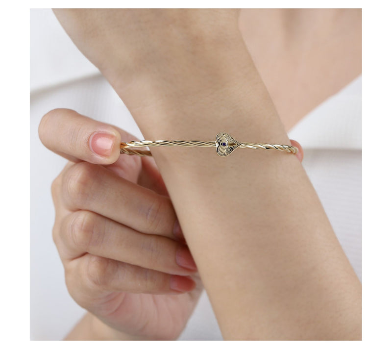Goddaughters 14K Clad Angel Eyes Black Spinel Heart Bangle — View 4