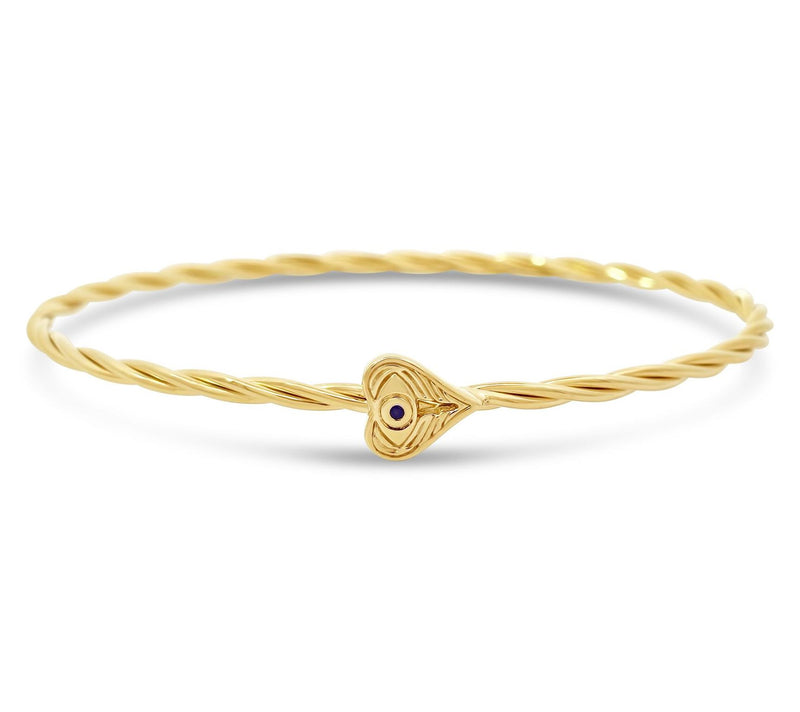 Goddaughters 14K Clad Angel Eyes Black Spinel Heart Bangle — View 6