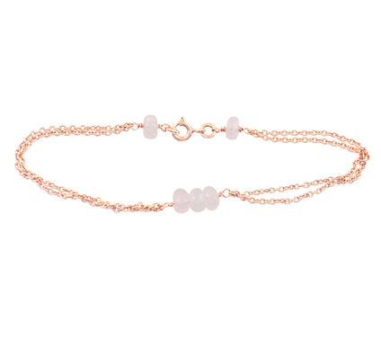 14K Rose Gold Plated Rainbow Moonstone Bracelet