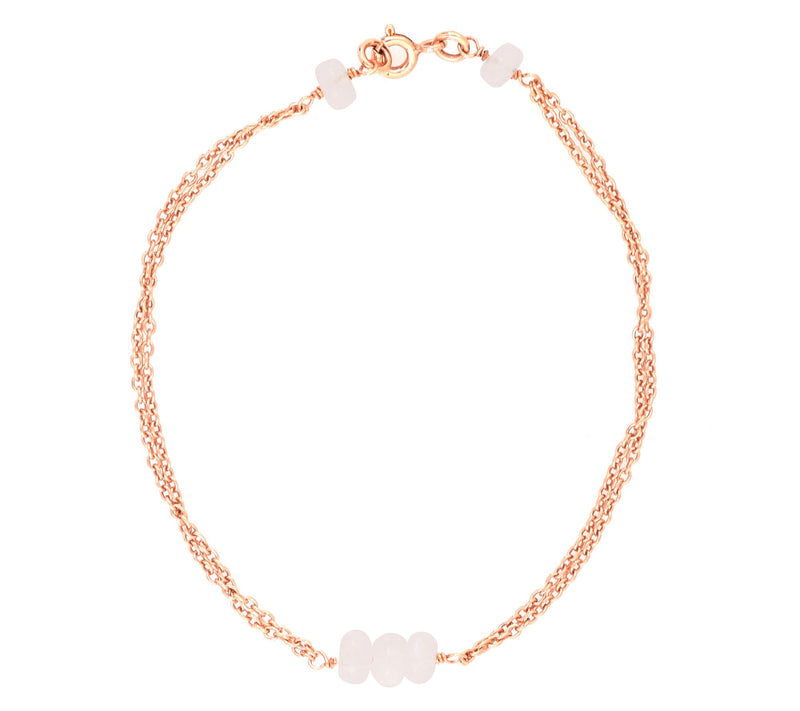 14K Rose Gold Plated Rainbow Moonstone Bracelet — View 2