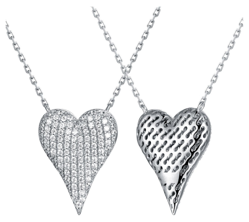 Diamonique x Jennifer Miller Puffy Mini HeartNecklace, Sterl — Main view