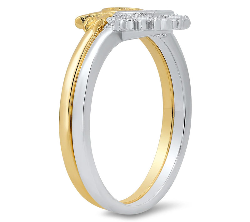Diamonique Two-Tone Celestial Stackable Ring Set, Sterling — View 2