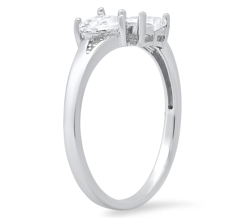 Diamonique Double Heart Ring, Sterling Silver — View 2
