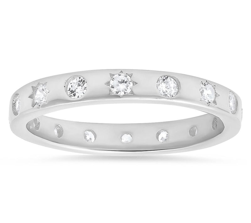 Diamonique Celestial Eternity Band Ring, Sterling Silver — Main view