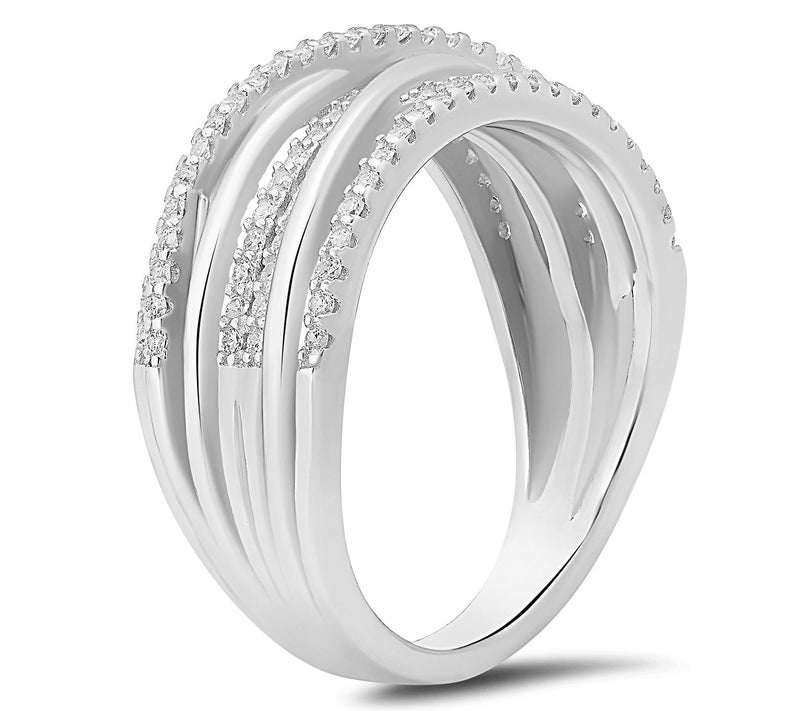 Diamonique Crossover Statement Ring, Sterling Silver — View 2