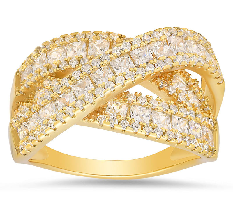 Diamonique Crossover Highway Statement Ring, Sterling Silver — View 6